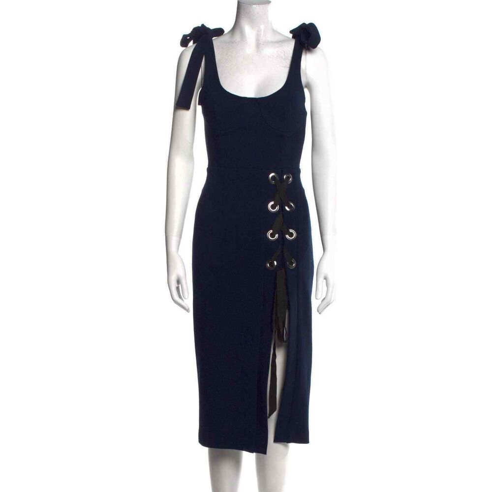 Rebecca Vallance Breakers Laced Navy Knotted Crepe Dress Size 2